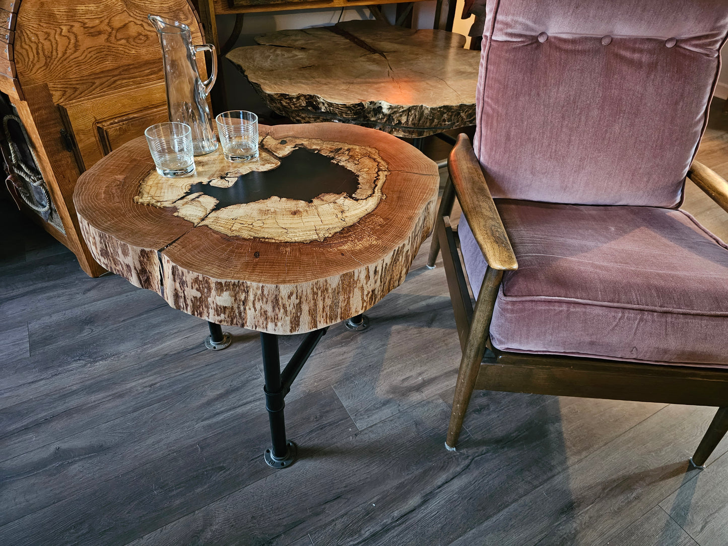 Hollow Red Oak End Table