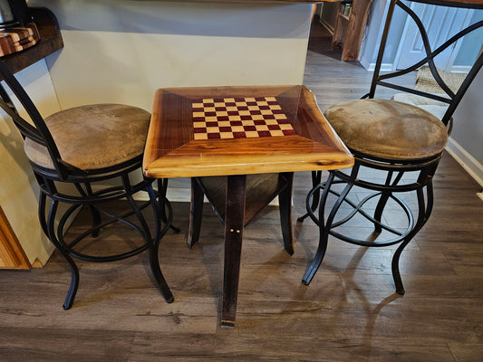 Live Edge Chess Table with Epoxy finish
