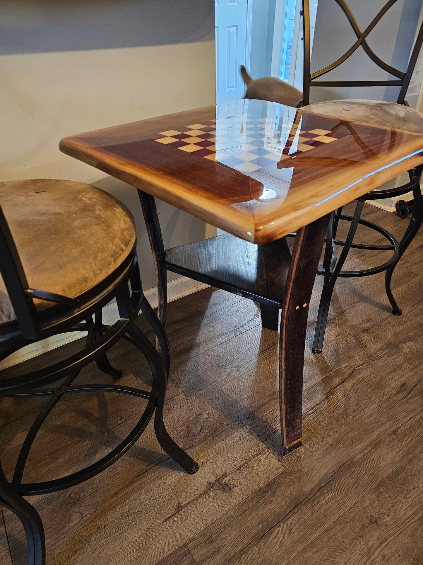 Live Edge Chess Table with Epoxy finish