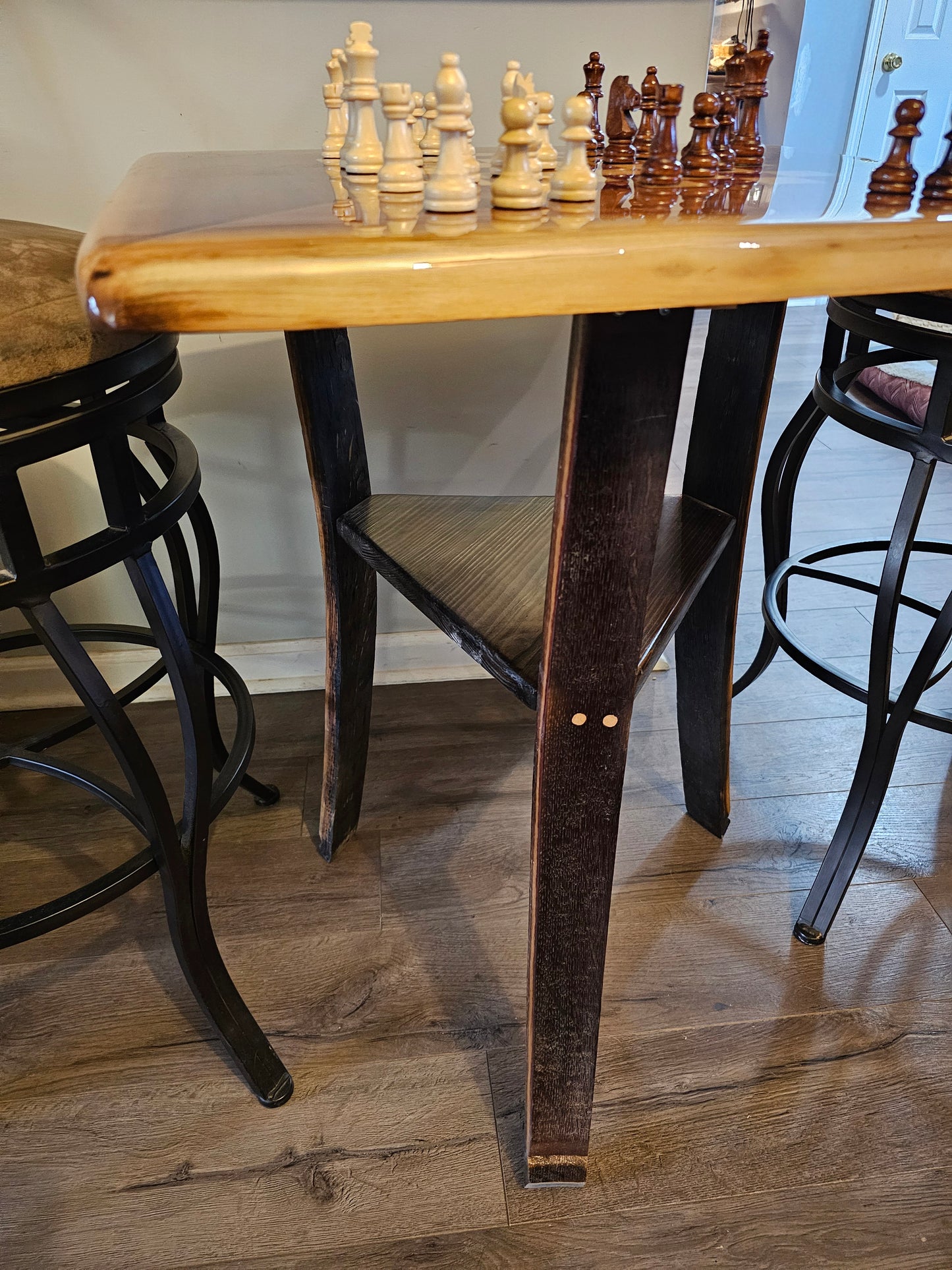 Live Edge Chess Table with Epoxy finish