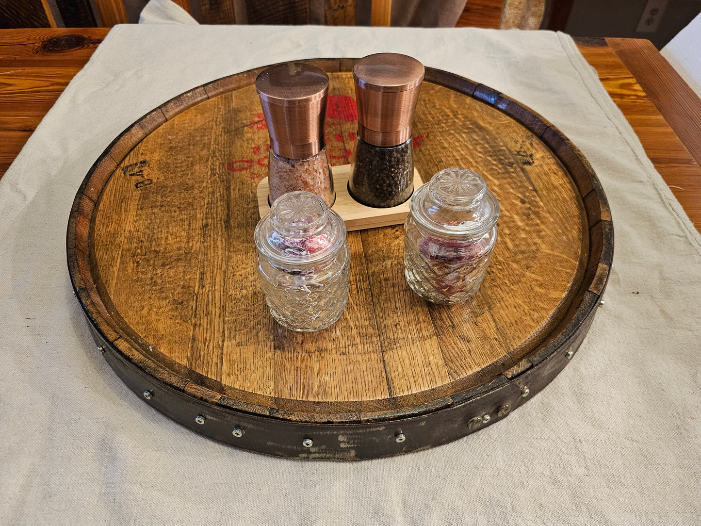 Lazy Susan Whiskey Barrel Top