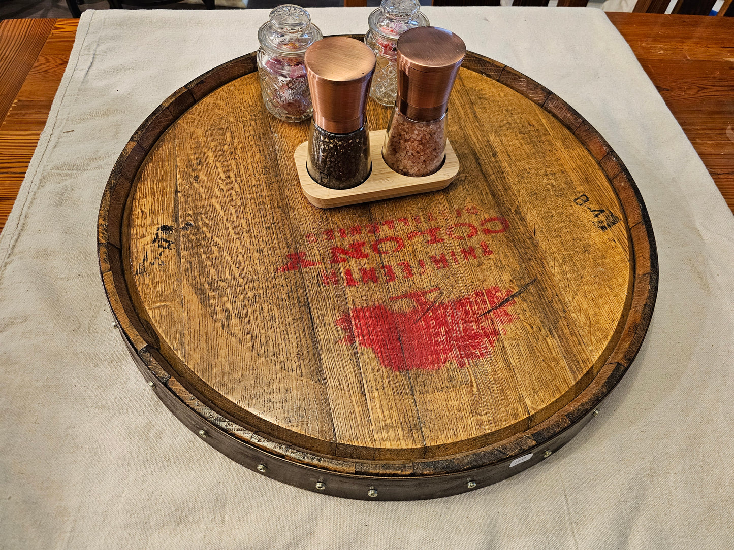 Lazy Susan Whiskey Barrel Top