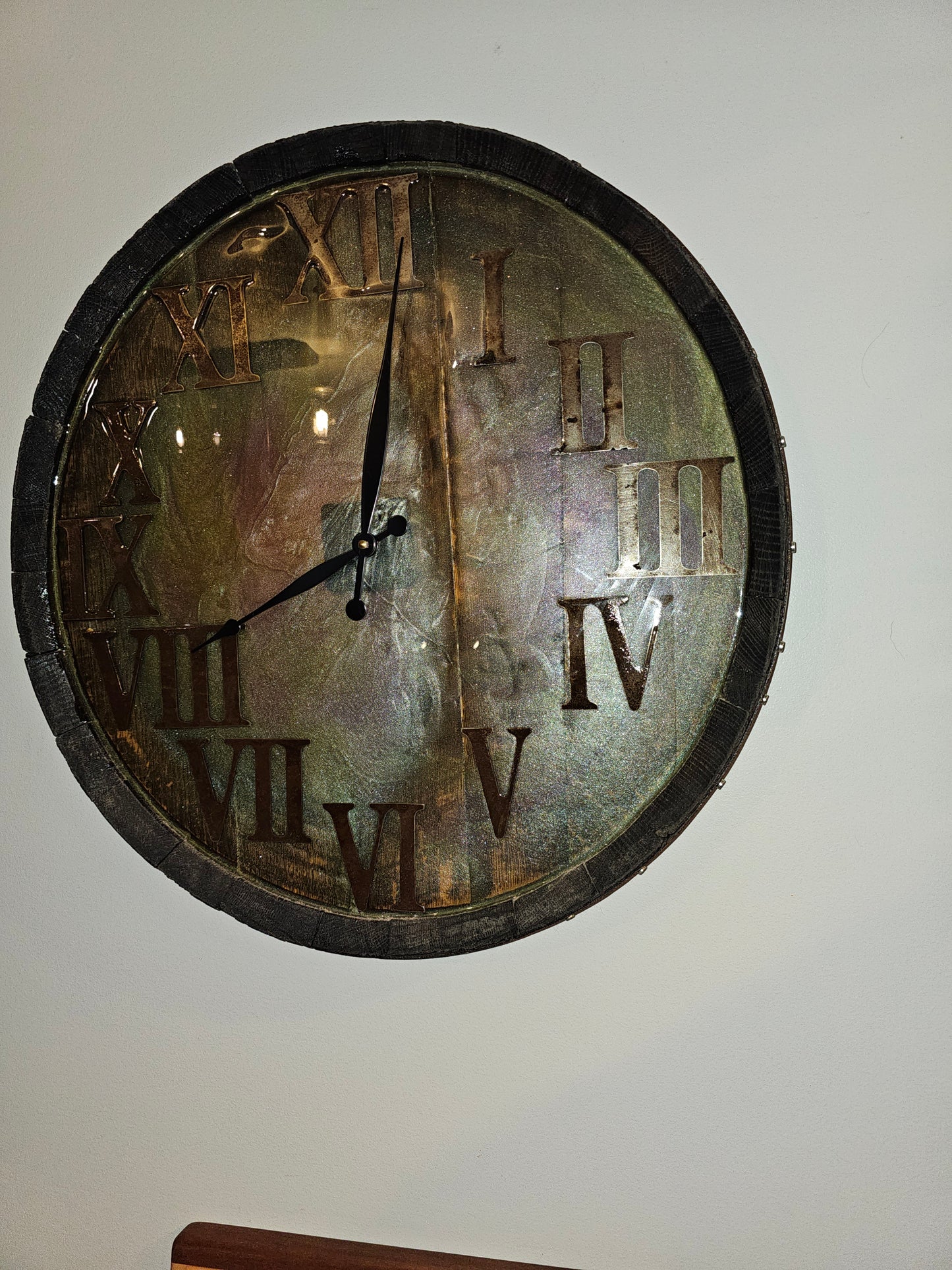 Clock Whiskey Barrel Top Opaque Epoxy
