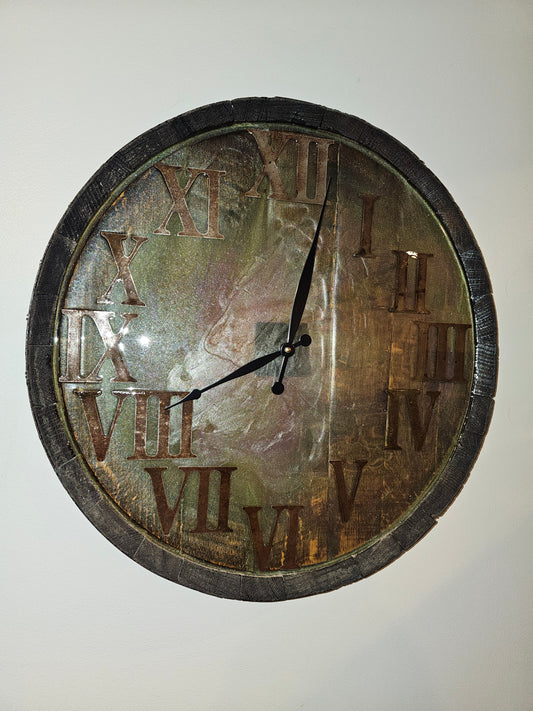 Clock Whiskey Barrel Top Opaque Epoxy