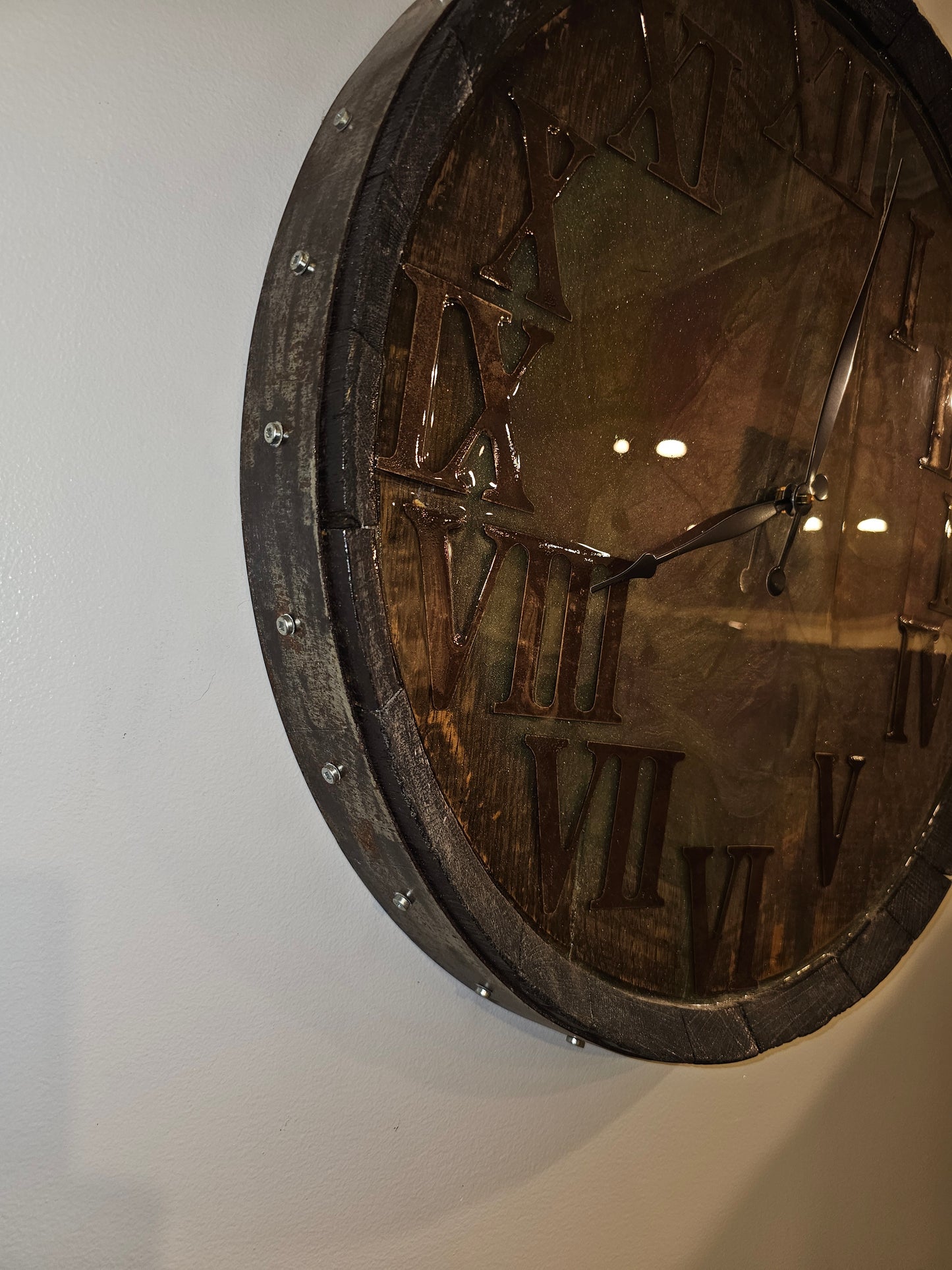 Clock Whiskey Barrel Top Opaque Epoxy