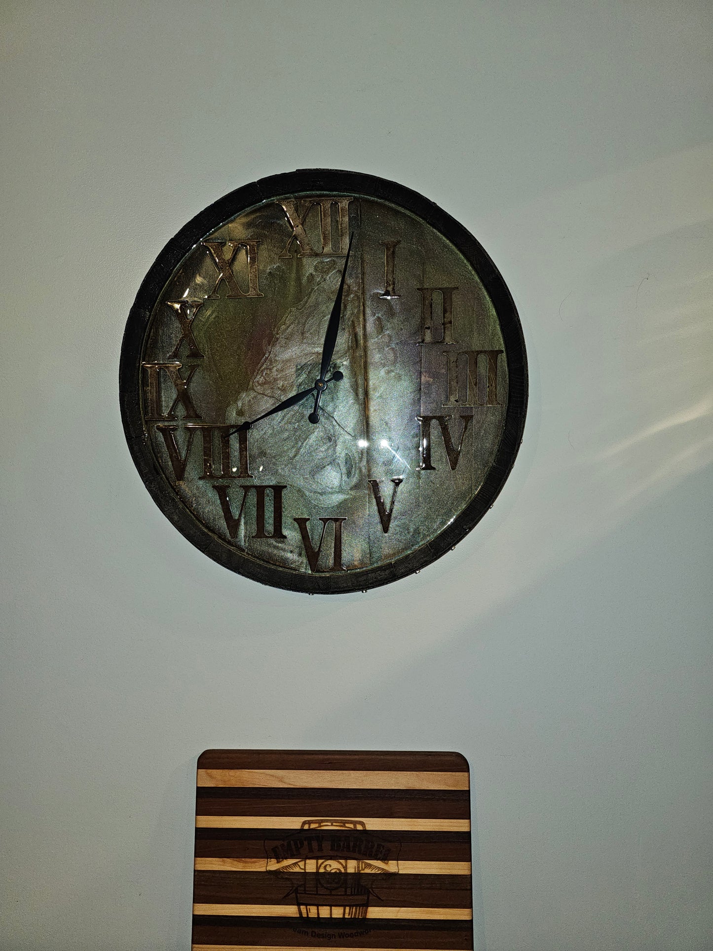 Clock Whiskey Barrel Top Opaque Epoxy