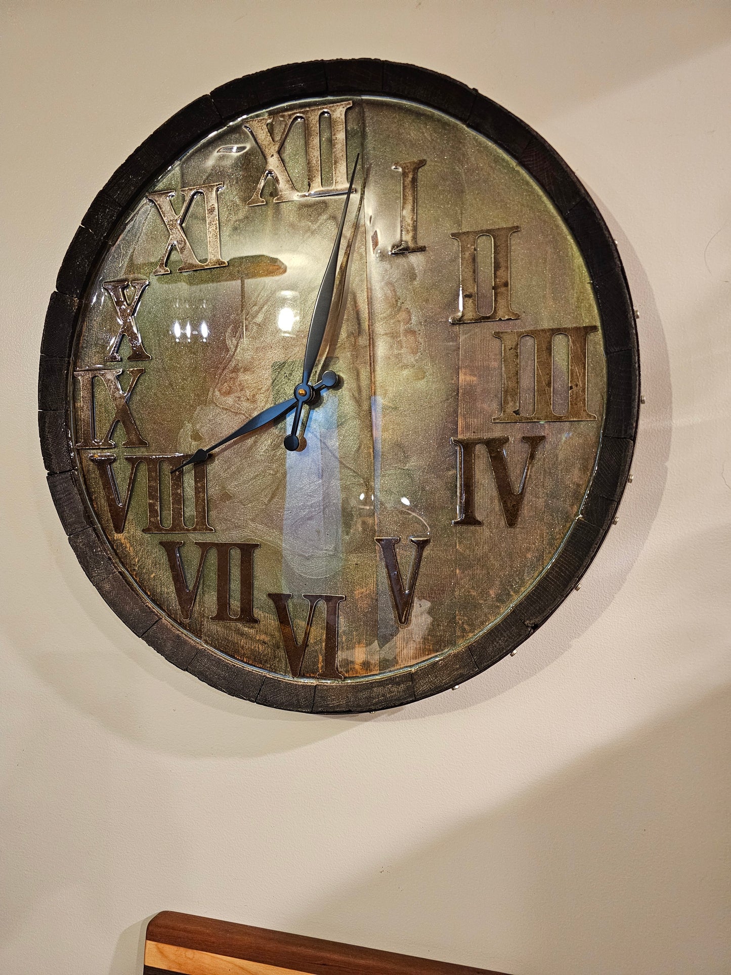 Clock Whiskey Barrel Top Opaque Epoxy