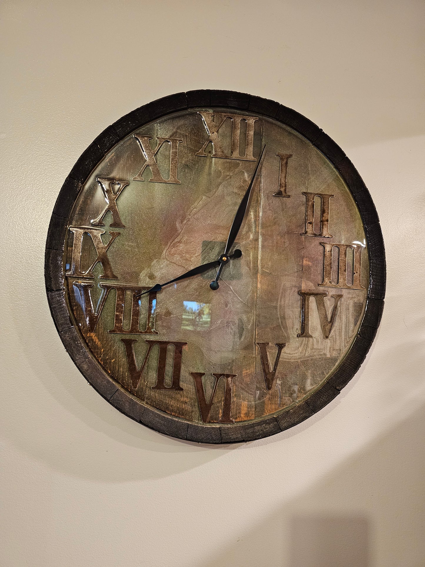 Clock Whiskey Barrel Top Opaque Epoxy