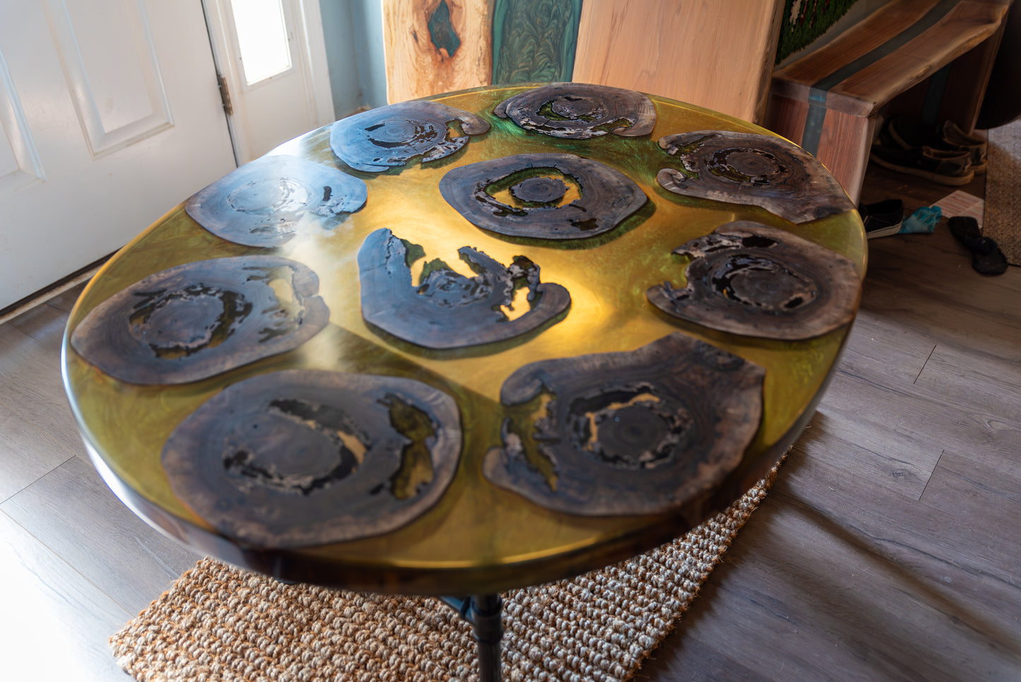 Hollow Black Walnut Translucent Coffee Table