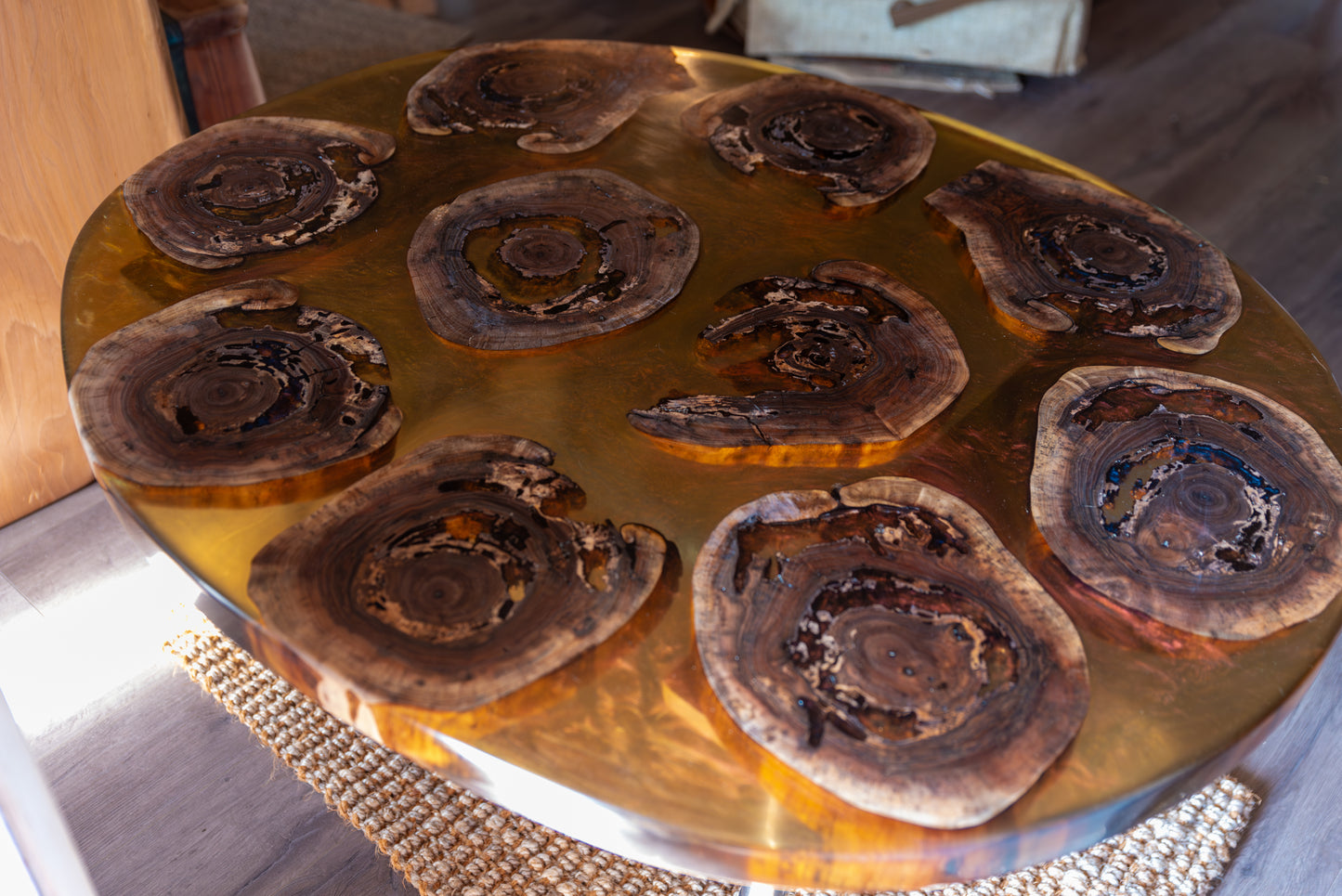 Hollow Black Walnut Translucent Coffee Table