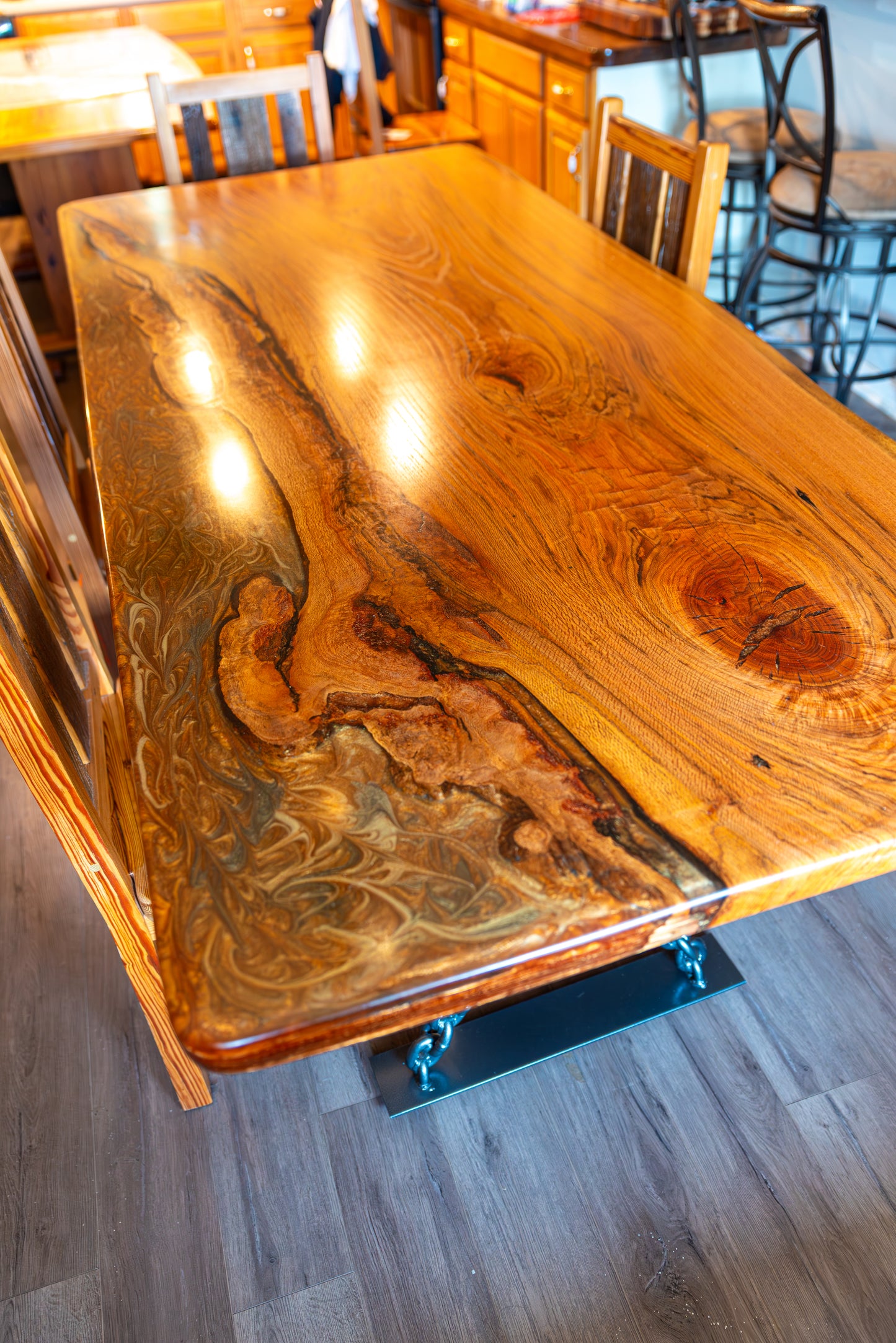 Red Oak Solid Slab Epoxy Table