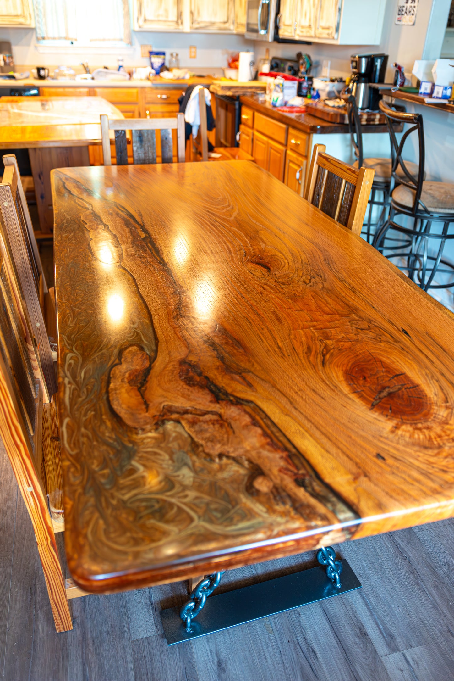 Red Oak Solid Slab Epoxy Table