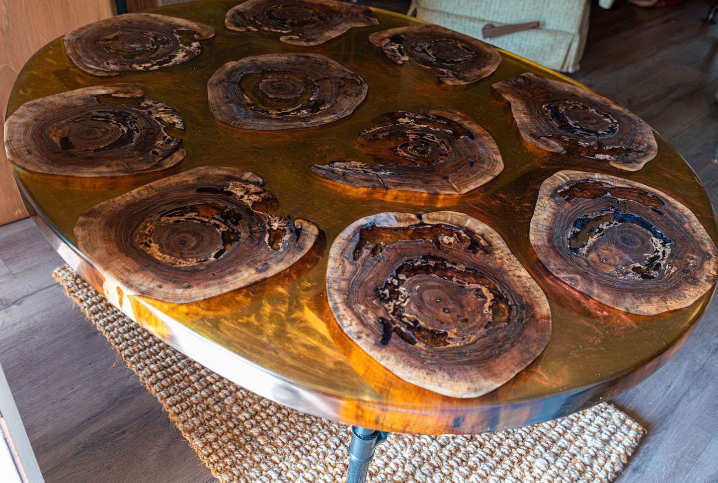 Hollow Black Walnut Translucent Coffee Table