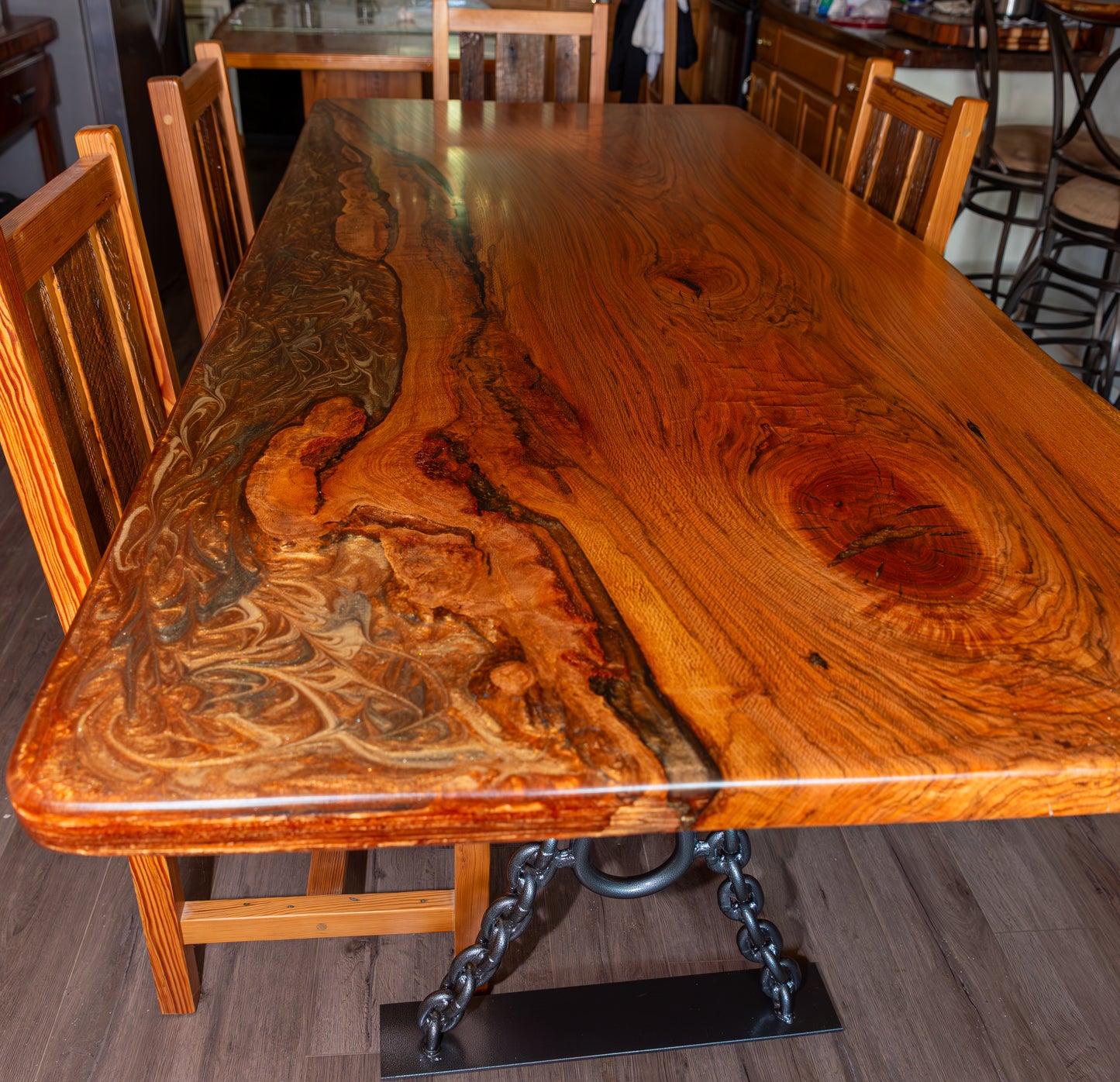 Red Oak Solid Slab Epoxy Table
