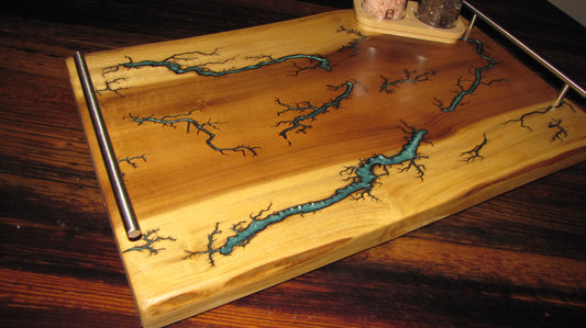 Charcuterie Board Fractured and Epoxy Inlay.
