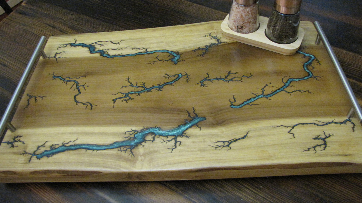 Charcuterie Board Fractured and Epoxy Inlay.