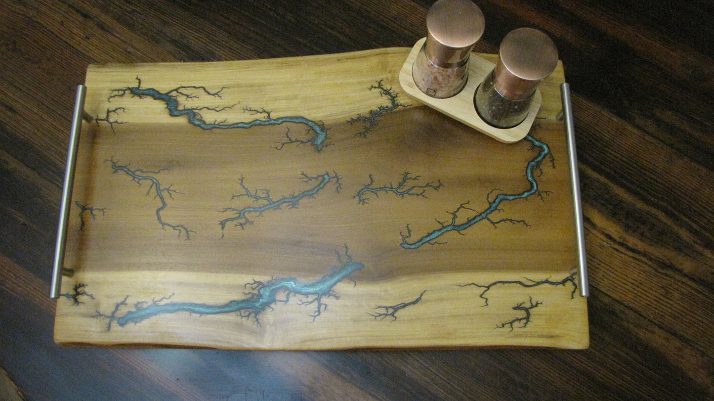 Charcuterie Board Fractured and Epoxy Inlay.