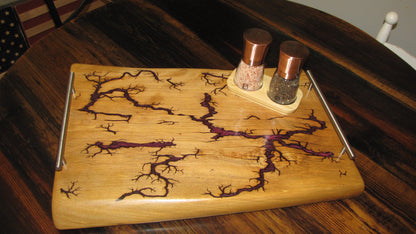 Charcuterie Serving Tray Maple Slab Live Edge Fractured Epoxy Inlay