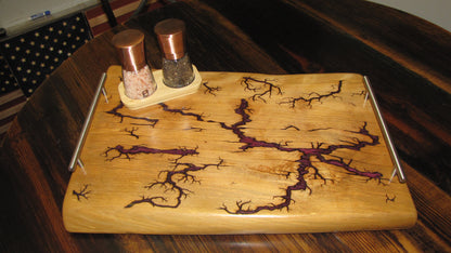 Charcuterie Serving Tray Maple Slab Live Edge Fractured Epoxy Inlay