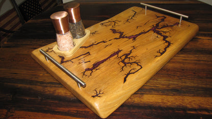 Charcuterie Serving Tray Maple Slab Live Edge Fractured Epoxy Inlay