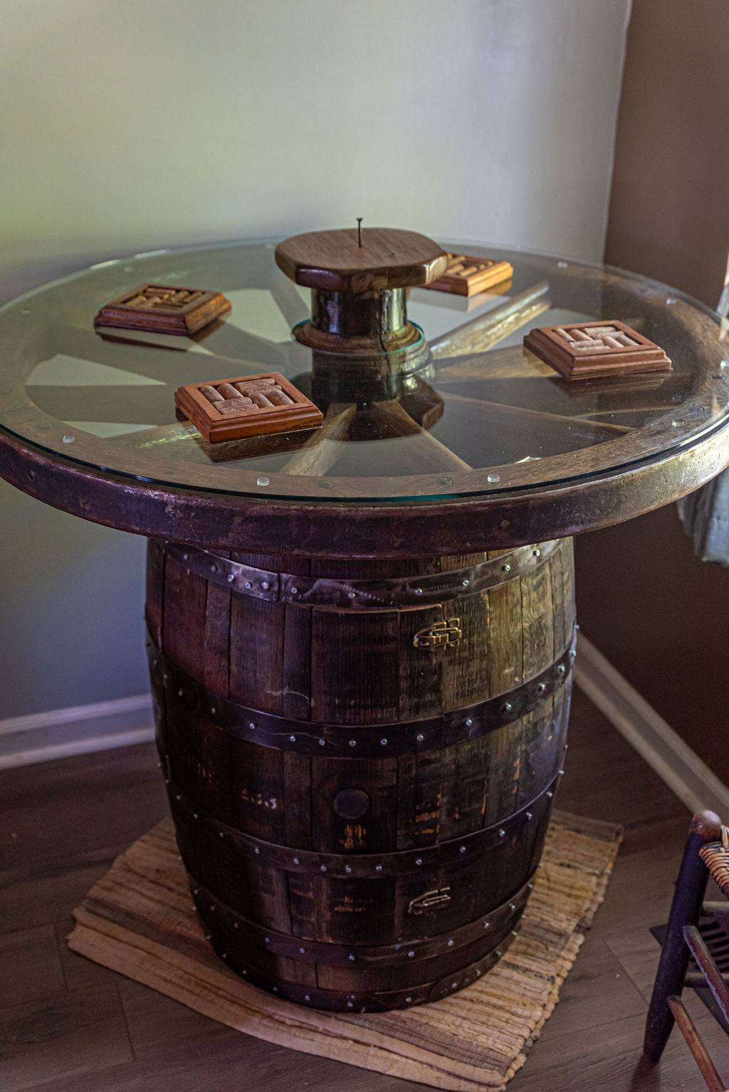 Whiskey Barrel Cabinet with Lazy Susan