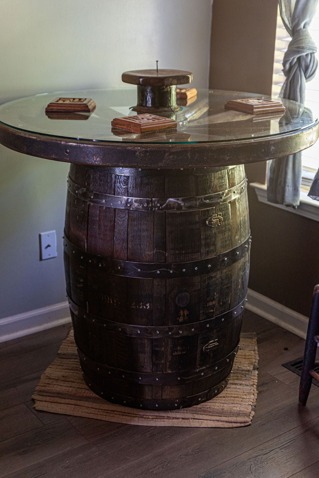 Whiskey Barrel Cabinet with Lazy Susan