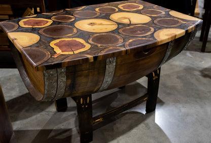 Wine Barrel Coffee Table with Epoxy Top